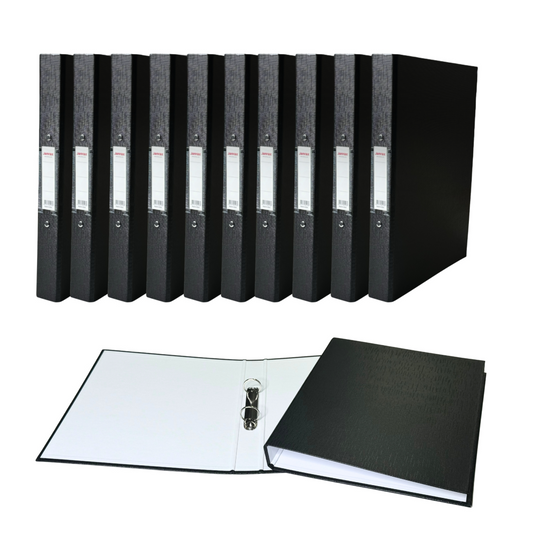 Pack of 20 A4 Black Paper Over Board Ring Binders by Janrax