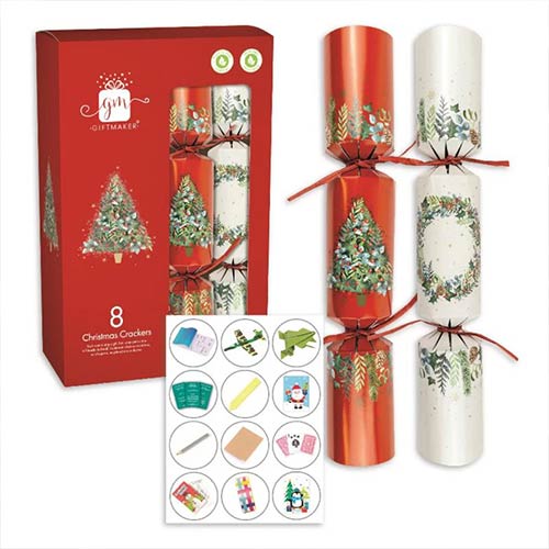 Pack of 8 12" Traditional Foliage Christmas Crackers