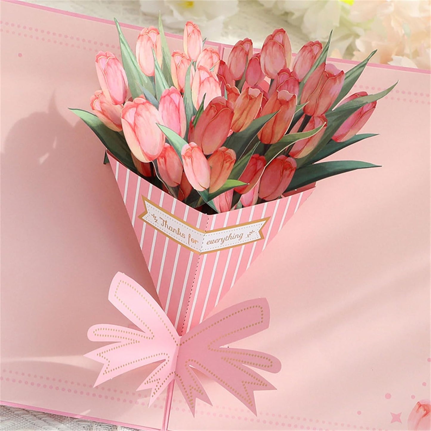 Golden Tulip Bouquet 3D Pop Up Greeting Card