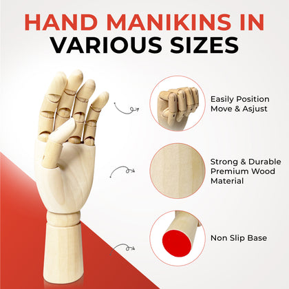 Large Wooden Left Hand Manikin 30cm (12
