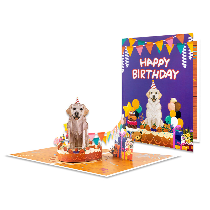 Party Pup 3D Dog on Cake Pop Up Birthday Card