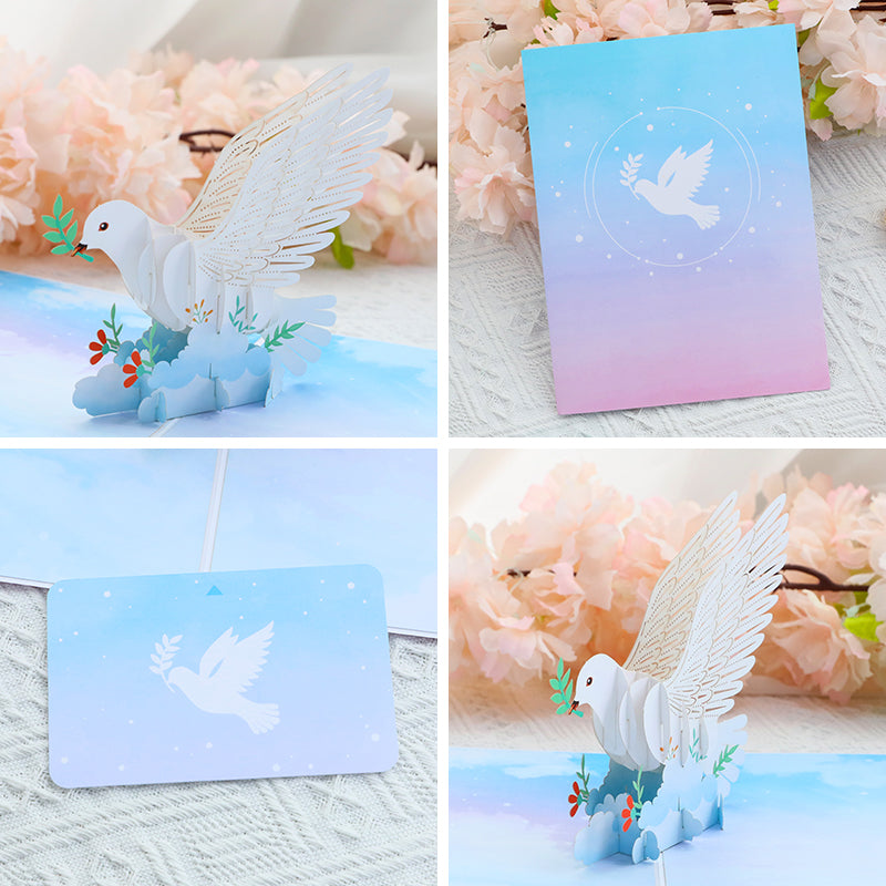 Wings of Peace Dove 3D Pop Up Card - Thank You Sympathy 