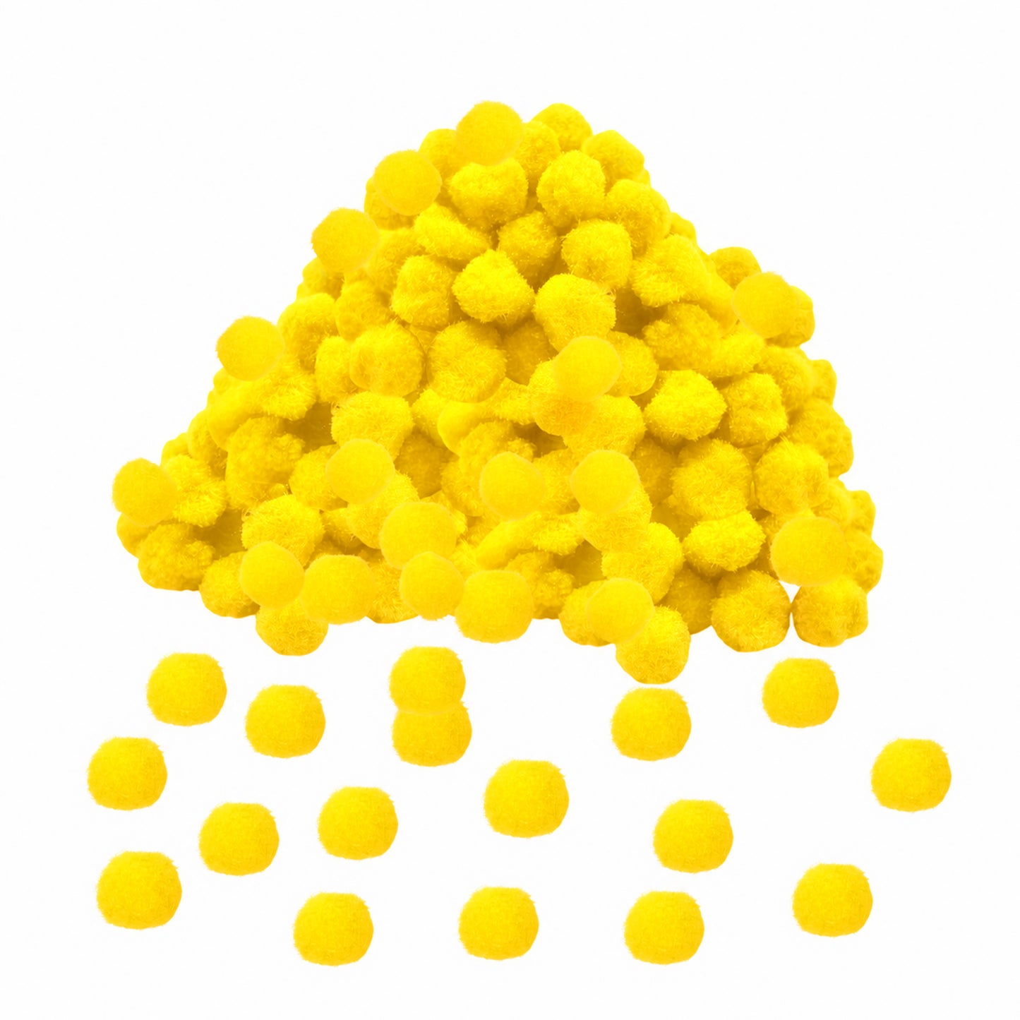 Pack of 250 Yellow Pom Poms 1.5cm – Soft Fluffy Craft Balls