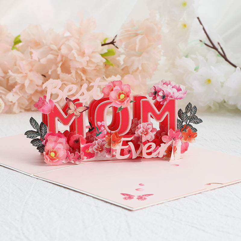 Best MOM Ever Stunning 3D Floral Pop Up Mother's Day Card 