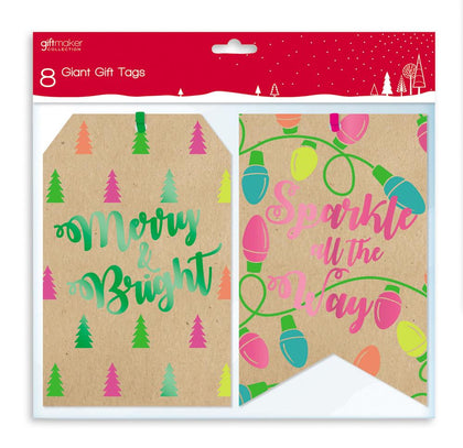 Pack of 8 Christmas Contemporary Design Kraft Gift Tags