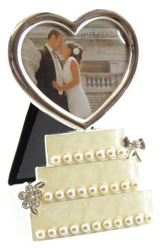 Juliana Silverplated Wedding Cake Photo Frame with Heart 3x3