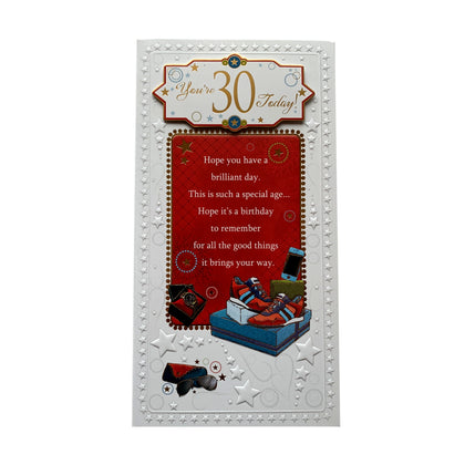 You're 30 Today! Open Male Birthday Soft Whispers Card