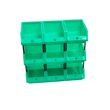 Stackable Green Storage Pick Bin with Riser Stands 170x118x75mm