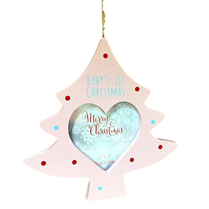 Baby's 1st Christmas Pink MDF Christmas Tree Photo Hanging Decoration