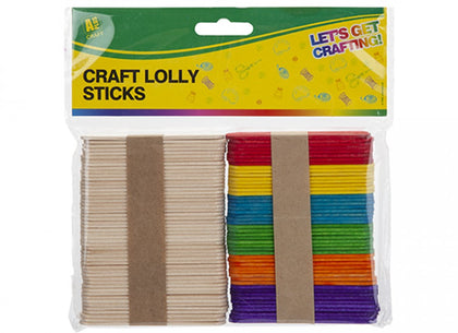 Pack of 100 8cm Craft Lollie Sticks