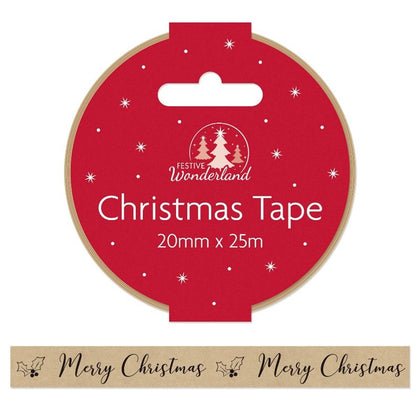 20mm x 25m Kraft Paper Christmas Tape