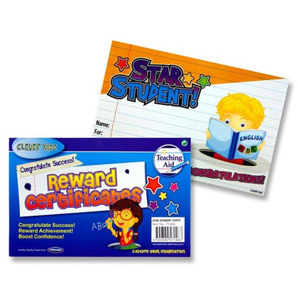 Pack of 25 Star Student Reward Certificates by Clever Kidz