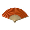 Orange Paper Foldable Hand Held Bamboo Wooden Fan