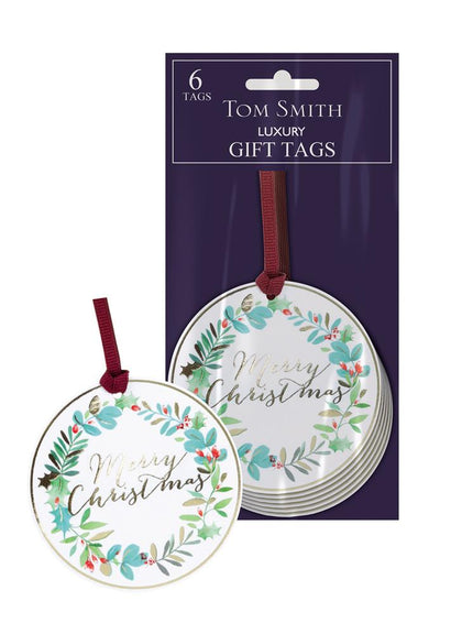 Pack of 6 Festive Foliage Design Christmas Luxury Gift Tags