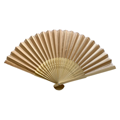 Ivory Paper Hand Held Bamboo and Wooden Fan