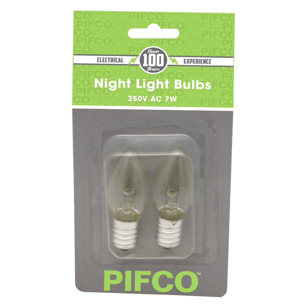 Pack of 2 Night Light Bulbs 250V A.C 7W by Pifco