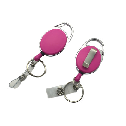 Pink Solid Key Reel with Keyring & ID Card Badge Holder