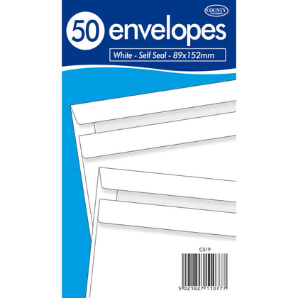 Pack of 50 89x152mm White Self Seal Envelopes
