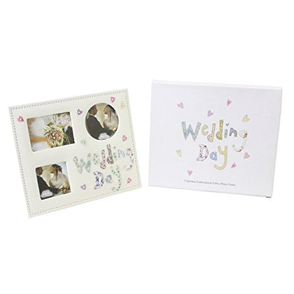 Vintage Collection Fabric Multi Aperture Wedding Day Photo Frame