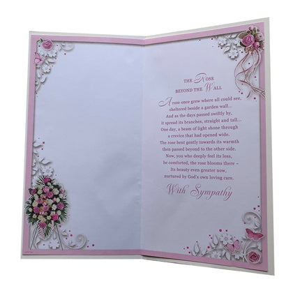 On The Loss of Your Daughter Embossed Flowers Design Sympathy Opacity Card