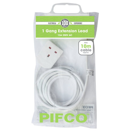 1 Gang 13Amp 250V A.C Plug Socket with 10 Metre Extension by Pifco
