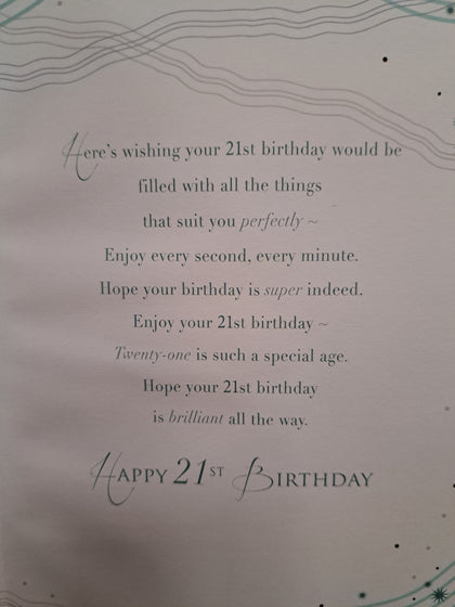 Happy 21st Birthday Cool Boys Design Open Male Celebrity Style Card