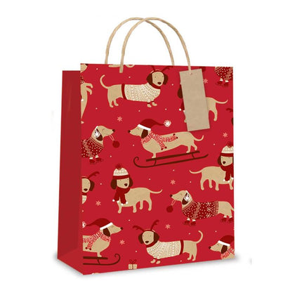 Red Daschunds Design Large Christmas Gift Bag