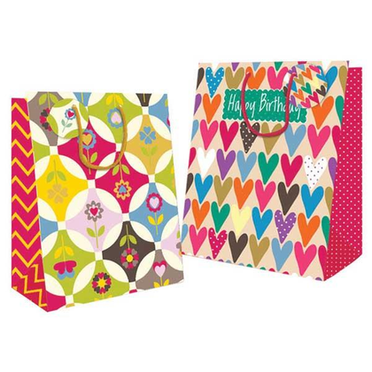 Hearts and Flowers Design Medium Gift Bag