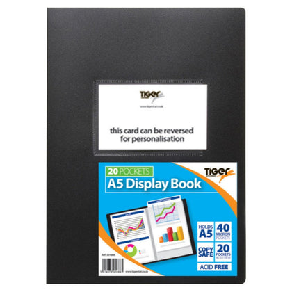A5 20 Pockets Black Flexicover Display Book