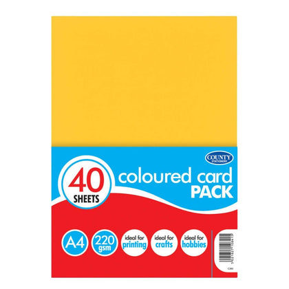 40 A4 Coloured Cards 220gsm