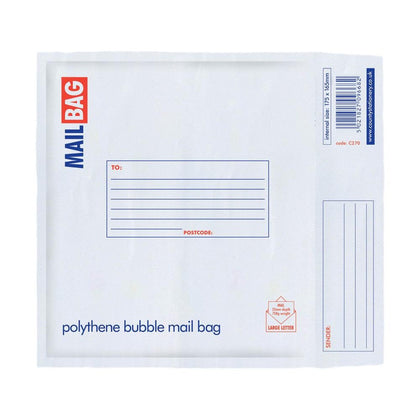Pack of 10 CD Size Polythene Bubble Mail Bags
