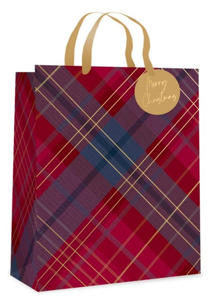 Christmas Tartan Design Large Gift Bag