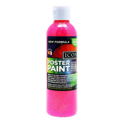 300ml Pink Glitter Poster Paint by Icon Art