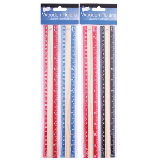 2 Pack 12" Wooden Rulers