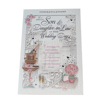 Congratulations to A Special Son And Daughter In Law Wedding Day Opacity Card