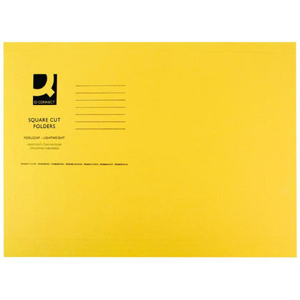 Square Cut Folder Lightweight 180gsm Foolscap Yellow (Pack of 100)