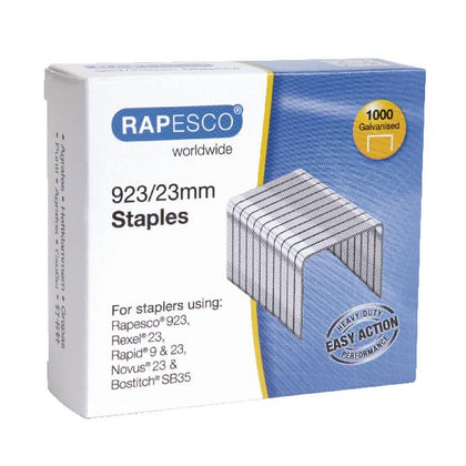 Pack of 1000 Rapesco 923/23mm Galvanised Finish Staples