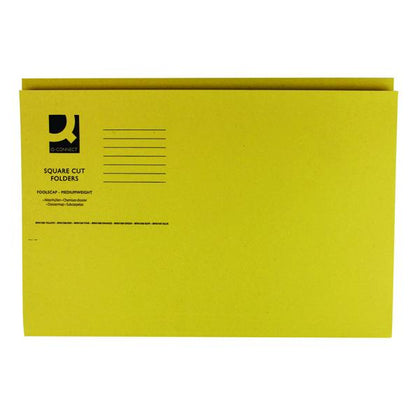 Square Cut Folder Mediumweight 250gsm Foolscap Yellow (Pack of 100)