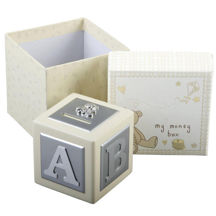 Baby Button Corner Silver Plated Money Box