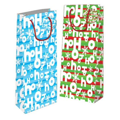 Pack of 12 Christmas Text Design Bottle Size Gift Bags