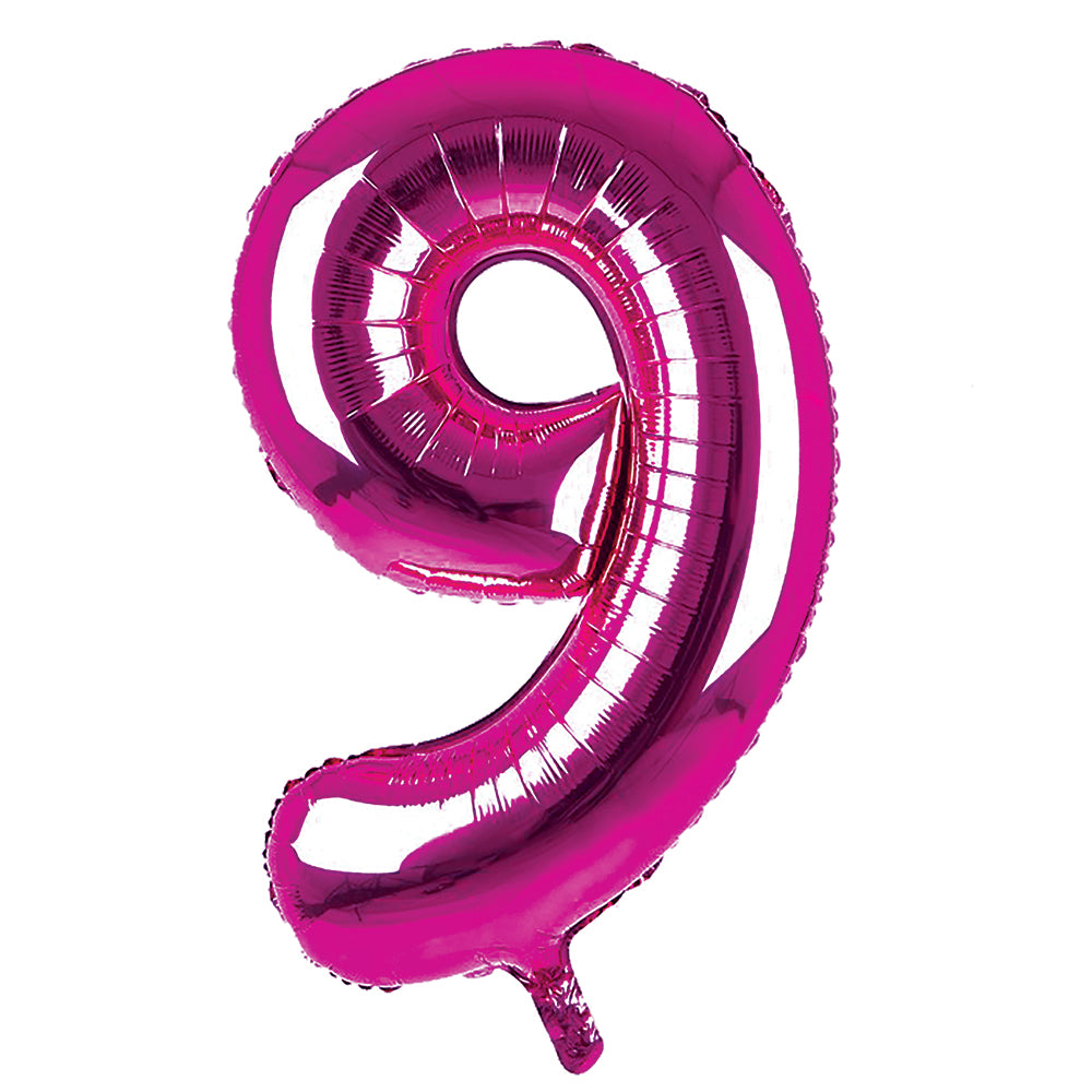 Giant Foil Dark Pink 9 Number Balloon
