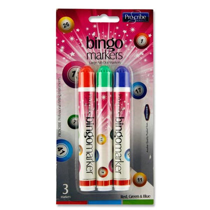 Pack of 3 Assorted Colour Bingo Markers by Pro:scribe