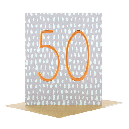 Embossed Copper Foil Number Design 50th Birthday Card
