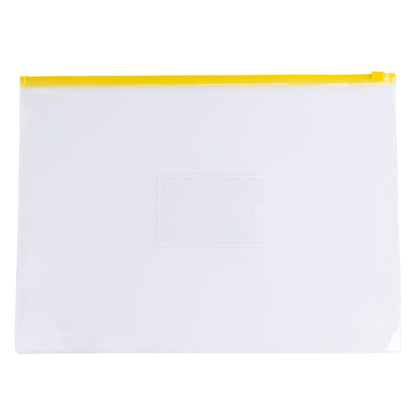 Pack of 12 A3 Clear Zippy Bags with Yellow Zip