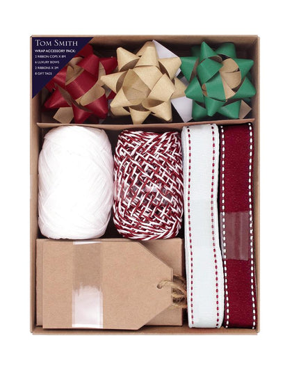 Pack of Kraft Design Christmas Gift Wrapping Accessory Set