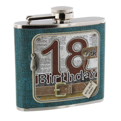 Laura Darrington Unzipped Collection Leatherette 5oz Hip Flask - 18th Birthday