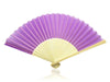 Purple Fabric Hand Held Bamboo and Wooden Fan