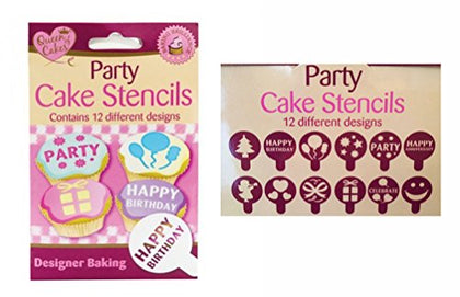 QUEEN OF CAKES PARTY CAKE STENCILS 12 DESIGNS NEW ** BIRTHDAY BAKING CUPCAKE (pack of 2)