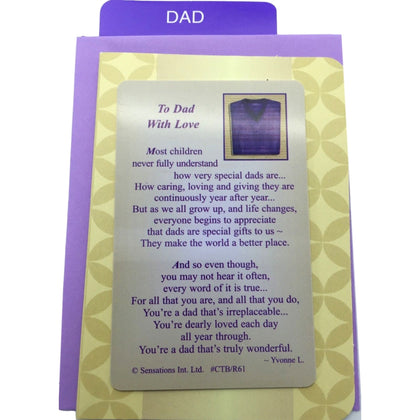 To Dad With Love ....... Sentimental Keepsake Wallet / Purse Card