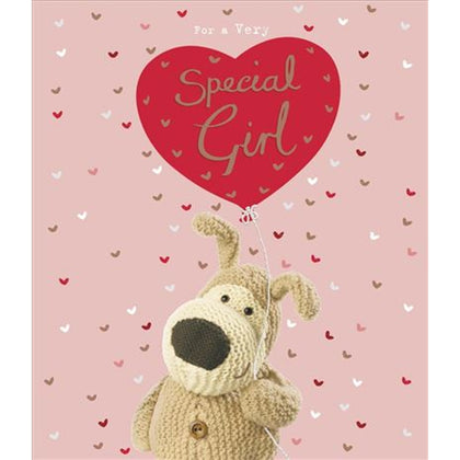 Boofle Holding Heart Balloon Special Girl Valentine's Day Card